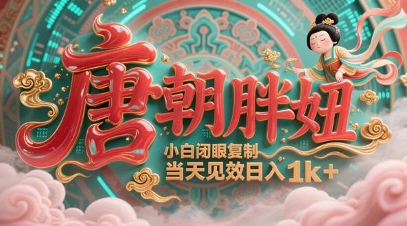用AI克隆“唐朝胖妞”日更3条，平台疯狂推流，小白闭眼复制，当天见效，日入1k+
